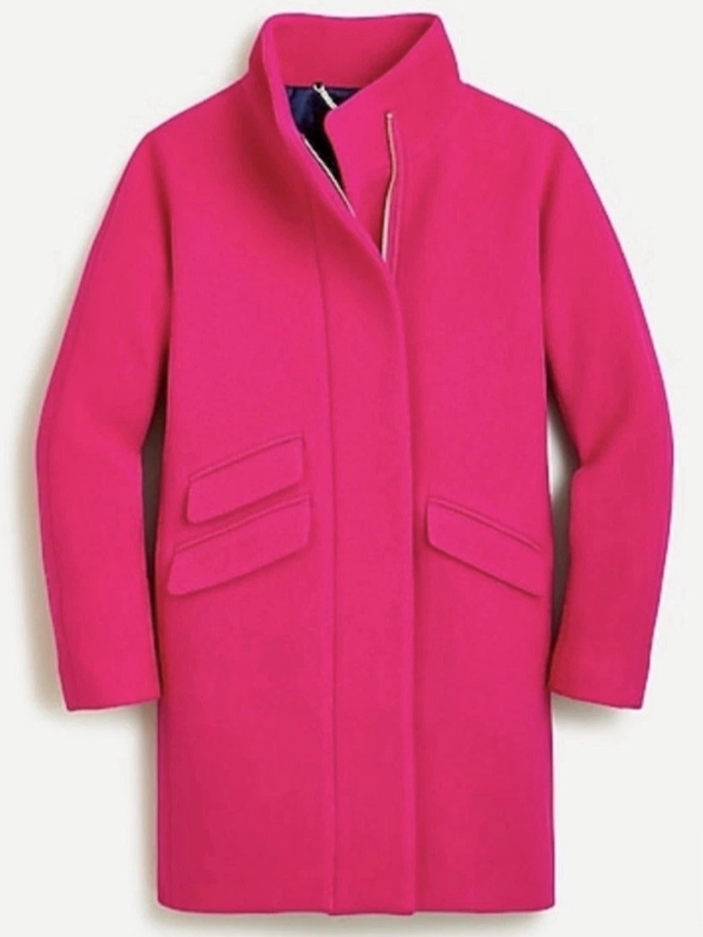 J Crew Cocoon Pink Italian Stadium Cloth Nello Gori Wool Long Coat Jacket Sz 4